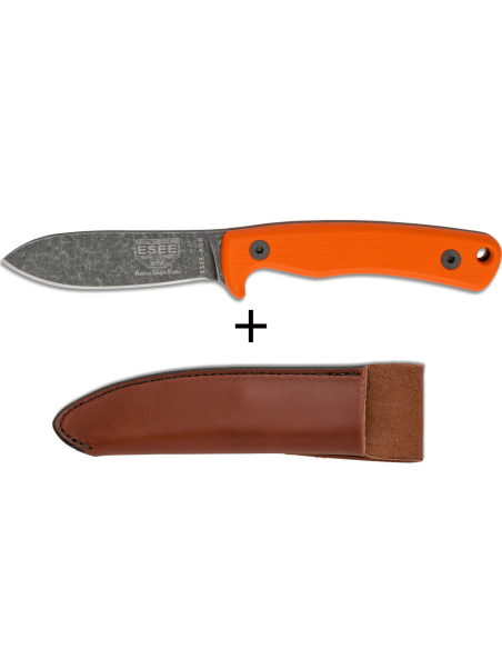 Esee Ashley Game ESEE-AGK-OR kniv sort kulstofstålblad 9,1 cm orange G10-håndtag + læderskede