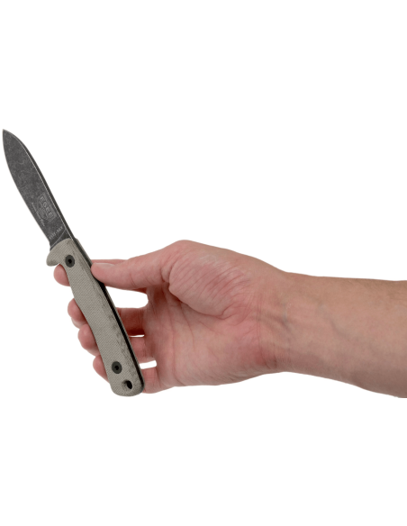 Esee Ashley Game ESEE-AGK kniv sort kulstofstålblad 9,1 cm gråt micartahåndtag + læderskede