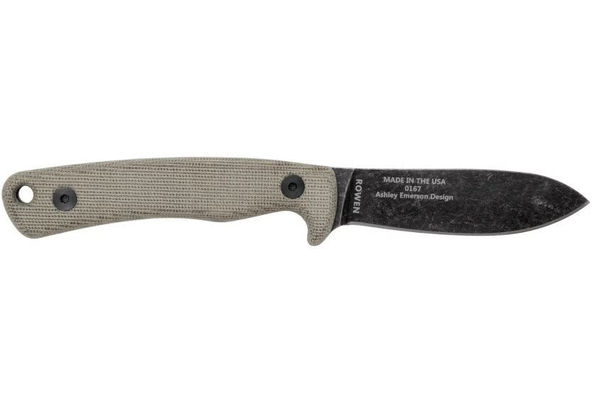 Cuchillo Esee Ashley Game ESEE-AGK hoja de acero al carbono negro 9,1cm mango de micarta gris + funda de cuero