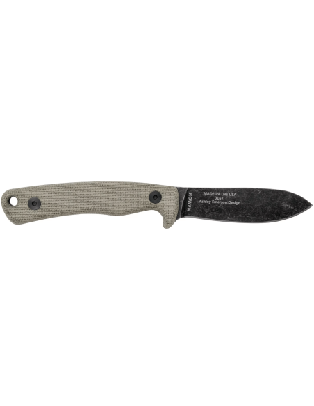 Esee Ashley Game ESEE-AGK kniv sort kulstofstålblad 9,1 cm gråt micartahåndtag + læderskede