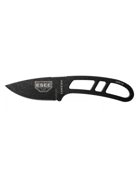 Esee Candiru CAN-BE halskniv 5,1 cm blad i karbonstål gjennombrutt stålhåndtak + slire