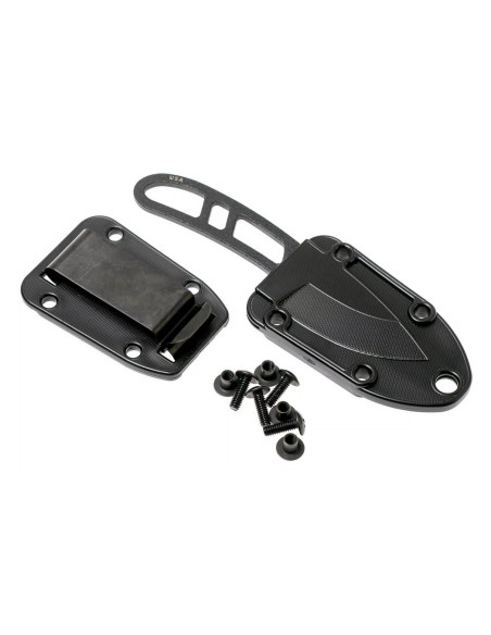 Esee Candiru CAN-BE coltello da collo 5,1 cm lama in acciaio al carbonio manico in acciaio traforato + fodero