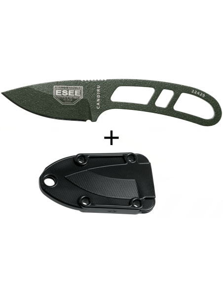 Esee Candiru ECANODE neck knife 5.1cm carbon steel blade green steel handle + polymer sheath