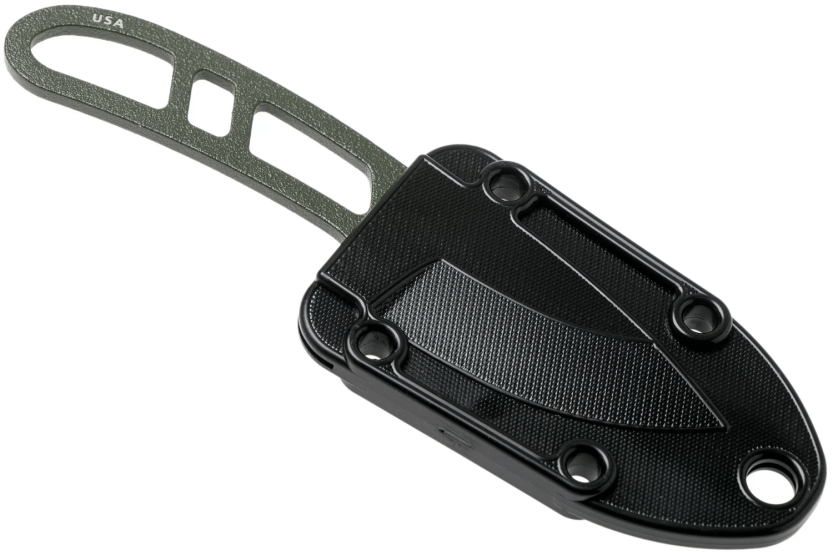 Esee Candiru ECANODE halskniv 5,1 cm klinge i kulstofstål grønt stålhåndtag + skede i polymer