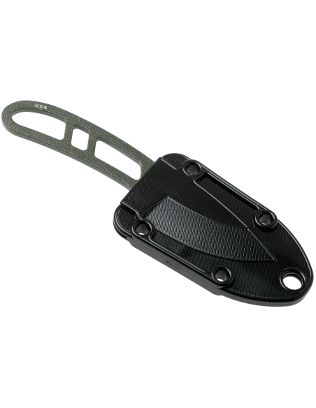 Esee Candiru ECANODE kaulaveitsi 5.1cm hiiliteräksestä valmistettu terä vihreä teräskahva + polymeerituppi