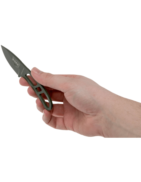 Esee Candiru ECANODE cuchillo de cuello 5.1cm hoja de acero al carbono mango de acero verde + funda de polímero