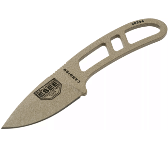 Esee Candiru Dark Earth CAN-DE cuchillo de cuello 5.1cm hoja de acero al carbono mango de acero calado + funda 2