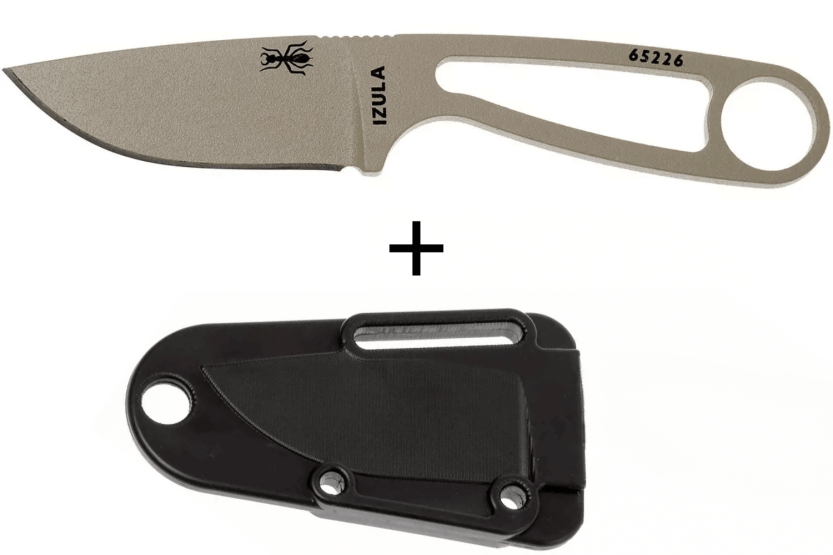 Esee Izula Desert Tan IZULA-DT kaulaveitsi 6.7cm hiiliteräksestä valmistettu terä teräs kahva + tuppi