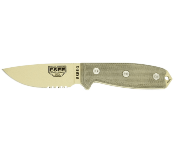 Esee 4 Desert 3SMDT kniv 8,8 cm halvsannet blad i karbonstål micartahåndtak + zytelslire