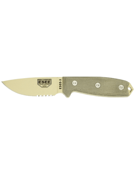 Esee 4 Desert 3SMDT mes 8,8cm halfgekarteld carbonstaal lemmet micarta handvat + zytel schede