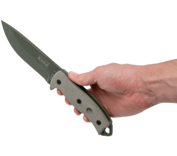 Esee 5 ESEE-5P-OD-E veitsi vihreä hiiliteräksestä valmistettu terä 13,7cm harmaa micarta kahva + laukku 2