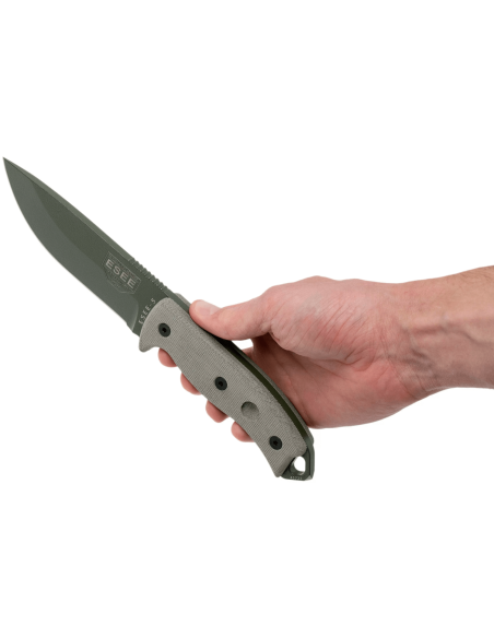 Esee 5 ESEE-5P-OD-E veitsi vihreä hiiliteräksestä valmistettu terä 13,7cm harmaa micarta kahva + laukku
