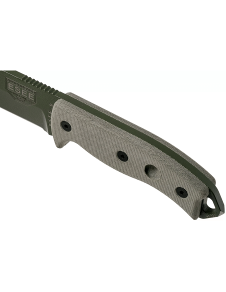 Faca Esee 5 ESEE-5P-OD-E lâmina em aço carbono verde 13,7cm cabo em micarta cinzento + bainha