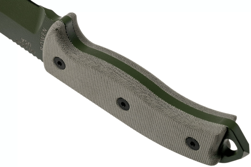 Faca Esee 5 ESEE-5P-OD-E lâmina em aço carbono verde 13,7cm cabo em micarta cinzento + bainha
