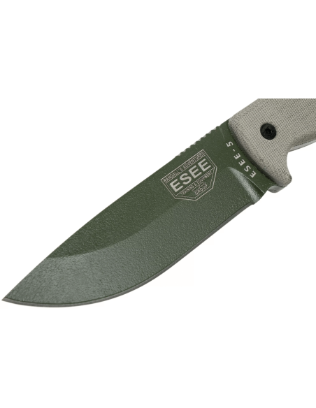 Esee 5 ESEE-5P-OD-E kniv grönt blad av kolstål 13,7cm handtag av grå micarta + fodral