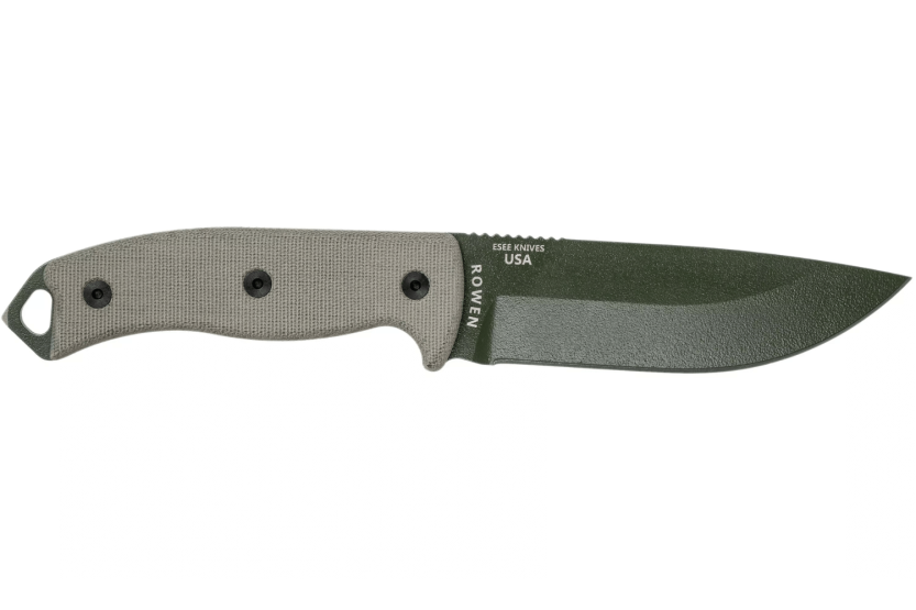 Cuchillo Esee 5 ESEE-5P-OD-E hoja acero carbono verde 13,7cm mango micarta gris + funda