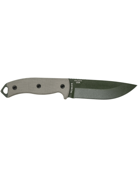 Messer Esee 5 ESEE-5P-OD-E Klinge Kohlenstoffstahl grün 13,7cm Griff Micarta grau + Etui