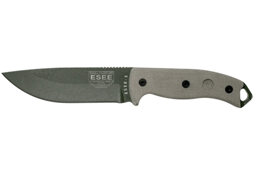 Esee 5 ESEE-5P-OD-E knife green carbon steel blade 13,7cm grey micarta handle + case