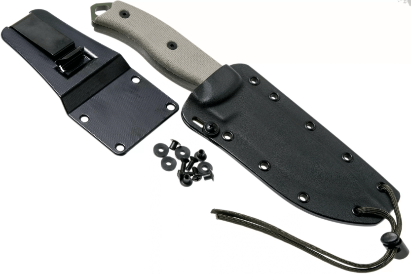 Faca Esee 5 ESEE-5P-OD-E lâmina em aço carbono verde 13,7cm cabo em micarta cinzento + bainha