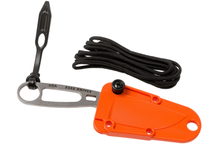 Faca Esee Imlay ESEE-IMLAY-OR Lâmina semi-serrilhada de 6,2 cm cabo aberto em aço inoxidável + bainha cor de laranja