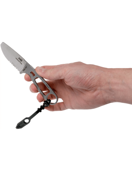 Esee Imlay knife ESEE-IMLAY 6.2cm semi-serrated blade stainless steel openwork handle + black case
