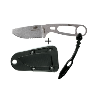 Esee Imlay-kniv ESEE-IMLAY 6,2 cm halvsaget blad i rustfritt stål med gjennombrutt håndtak + svart etui