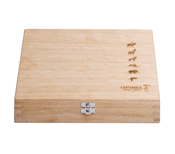 Bokssett med 6 Opinel Tradition-kniver Animalia Engravings n°08 8,5 cm blad eikeskaft 2