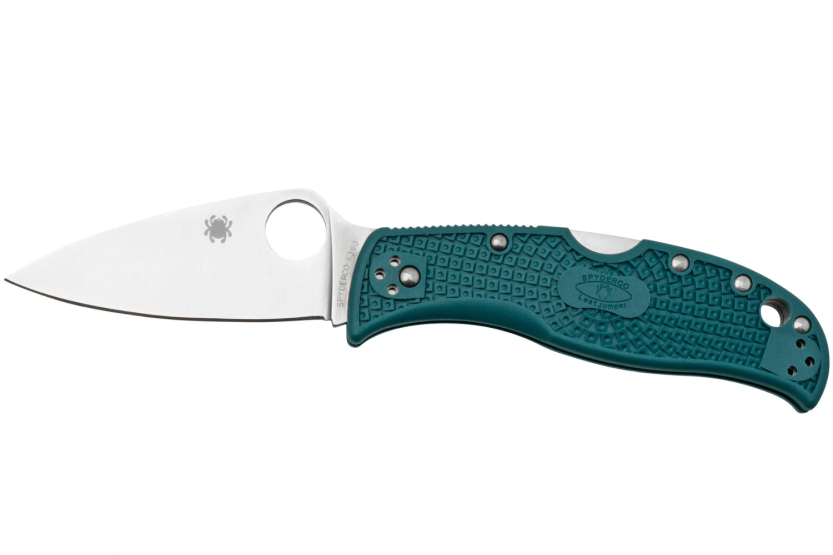 Navalha dobrável Spyderco LeafJumper C262PBLK390 com cabo azul em nylon/fibra de vidro 11,3cm