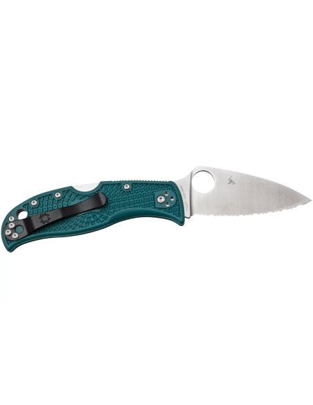 Klappmesser Spyderco LeafJumper C262SBLK390 gezahnte Klinge Griff Nylon / Glasfaser blau 11,3cm