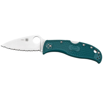 Spyderco LeafJumper C262SBLK390 taittoveitsi hammastettu terä nylon / lasikuitukahva sininen 11,3cm