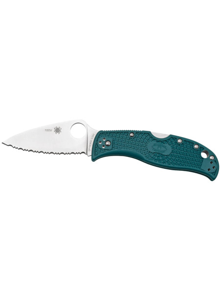Spyderco LeafJumper C262SBLK390 folding knife toothed blade nylon / fiberglass handle blue 11,3cm