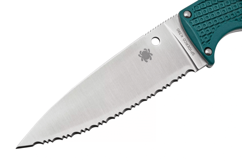 Spyderco Enuff 2 K390 FB31SBL2K390 kniv 10 cm savtakket blad blå nylon/glasfiber håndtag + skede