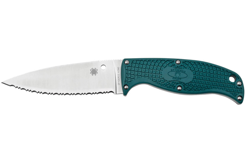 Spyderco Messer Enuff 2 K390 FB31SBL2K390 gezahnte Klinge 10cm Griff Nylon / Glasfaser blau + Etui