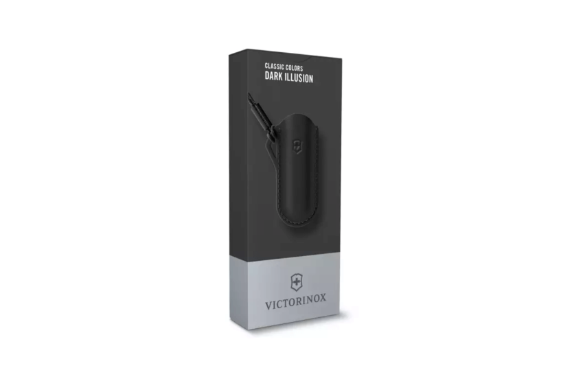 Victorinox Dark Illusion svart lærveske for 7 cm sveitsiske lommekniver