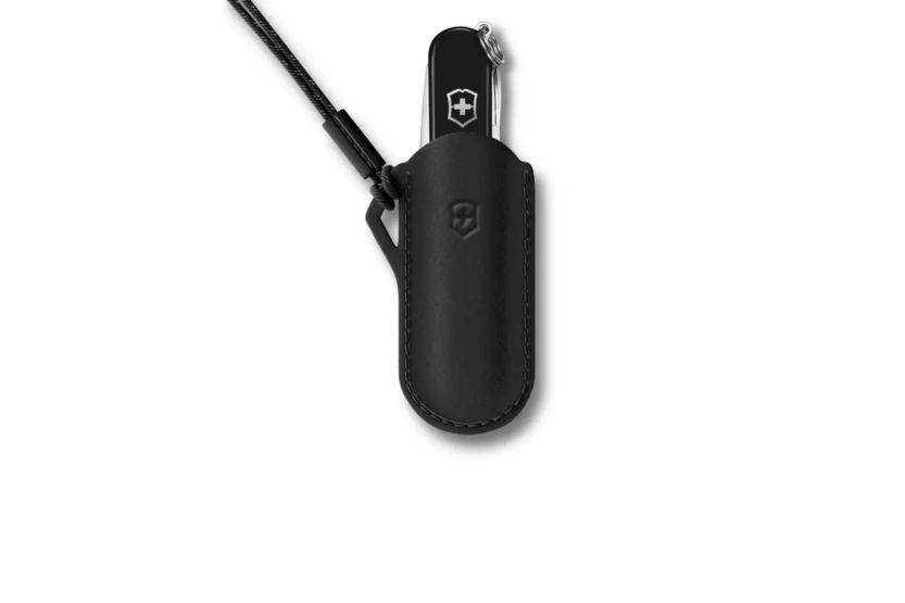 Custodia in pelle nera Victorinox Dark Illusion per coltelli svizzeri da 7 cm