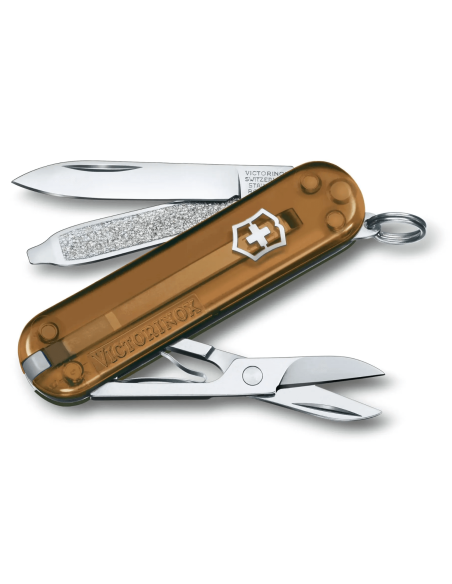 Victorinox Swiss Pocket Knife Classic SD Colors Translucent Chocolate Fudge 58mm 7 functions