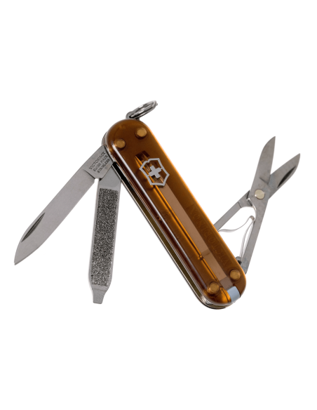 Victorinox Zwitsers zakmes Classic SD kleuren doorzichtig Chocolade Fudge 58mm 7 functies