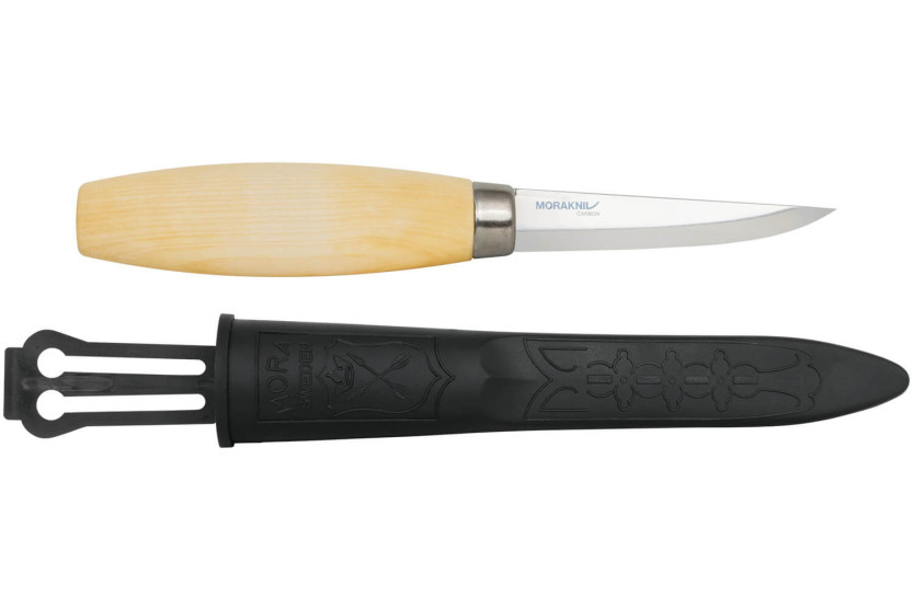 Mora 106 utskjæringskniv 8,2 cm karbonblad bjørkehåndtak + etui