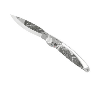 Cuchillo Plegable K2 Elegance K2.19M 11.5cm Mango de Acero Inoxidable Diseño Tropical + Funda de Gamuza