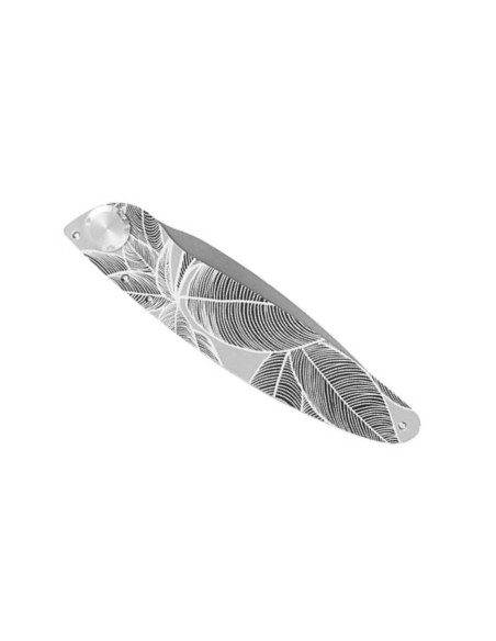 K2 Elegance K2.19M Coltello pieghevole 11,5 cm Manico in acciaio inox Design tropicale + fodero in tela di camoscio