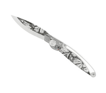 Navaja plegable K2 Elegance K2.21M 11.5cm diseño mariposa mango acero inoxidable + funda ante