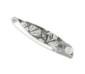 K2 Elegance K2.21M foldekniv 11,5 cm butterflyhåndtak i rustfritt stål + semsket slire 2