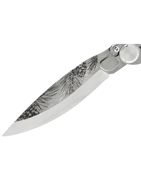 Navaja plegable K2 Elegance K2.23M con mango de acero inoxidable de 11,5 cm y funda de ante
