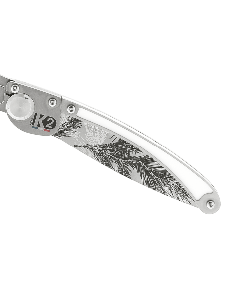 Navaja plegable K2 Elegance K2.23M con mango de acero inoxidable de 11,5 cm y funda de ante
