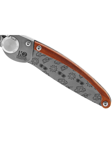 K2 Kids 812170 foldekniv 9,5 cm sunburst håndtag i rustfrit stål + skede i ruskind