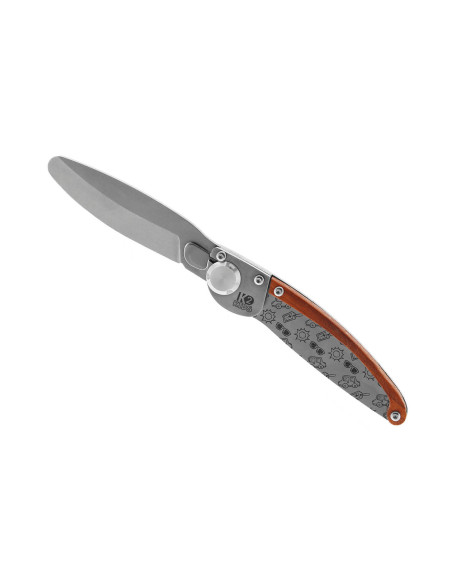 K2 Kids 812170 coltello pieghevole 9,5 cm design a raggiera manico in acciaio inox + fodero in pelle scamosciata
