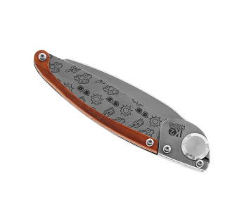 Faca dobrável K2 Kids 812170 Cabo em aço inoxidável com design sunburst de 9,5 cm + bainha em camurça 2