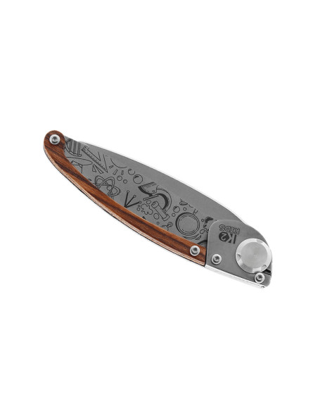 K2 Kids foldekniv 812171 9,5 cm håndtag i rustfrit stål med kemisk dekoration + skede i ruskind