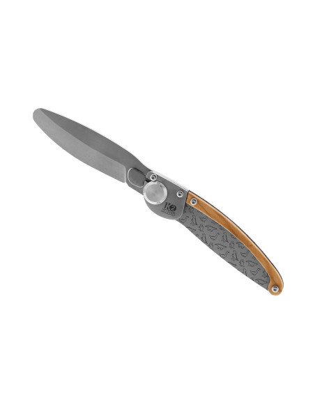 K2 Kids fällkniv 812172 handtag i rostfritt stål med dinosauriedekor 9,5cm + mockahölje