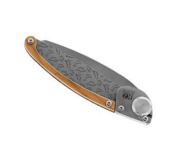 Navaja plegable K2 Kids 812172 con mango de dinosaurio de acero inoxidable de 9,5 cm + funda de ante 2
